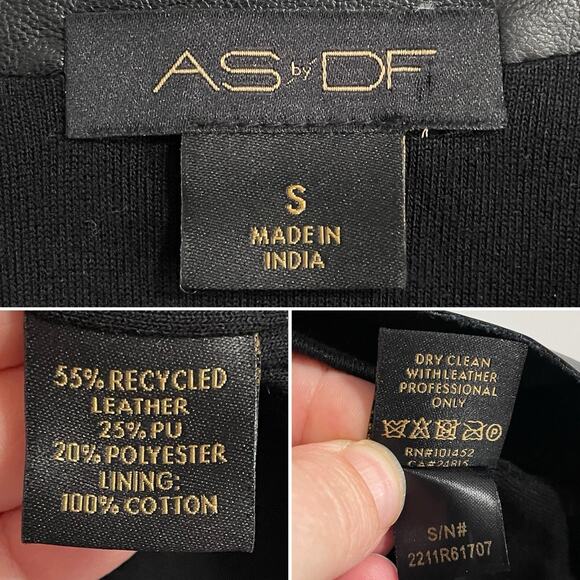 AS by DF Recycled Leather Blend New Guard Tee Small Black Lined Sustainable - Picture 2 of 4